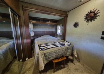 Main Bedroom shows Queen size bed and large closet.