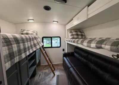 bunk house with 3 beds
