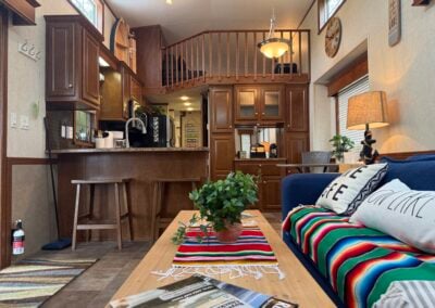 coffee table couch kitchen and loft